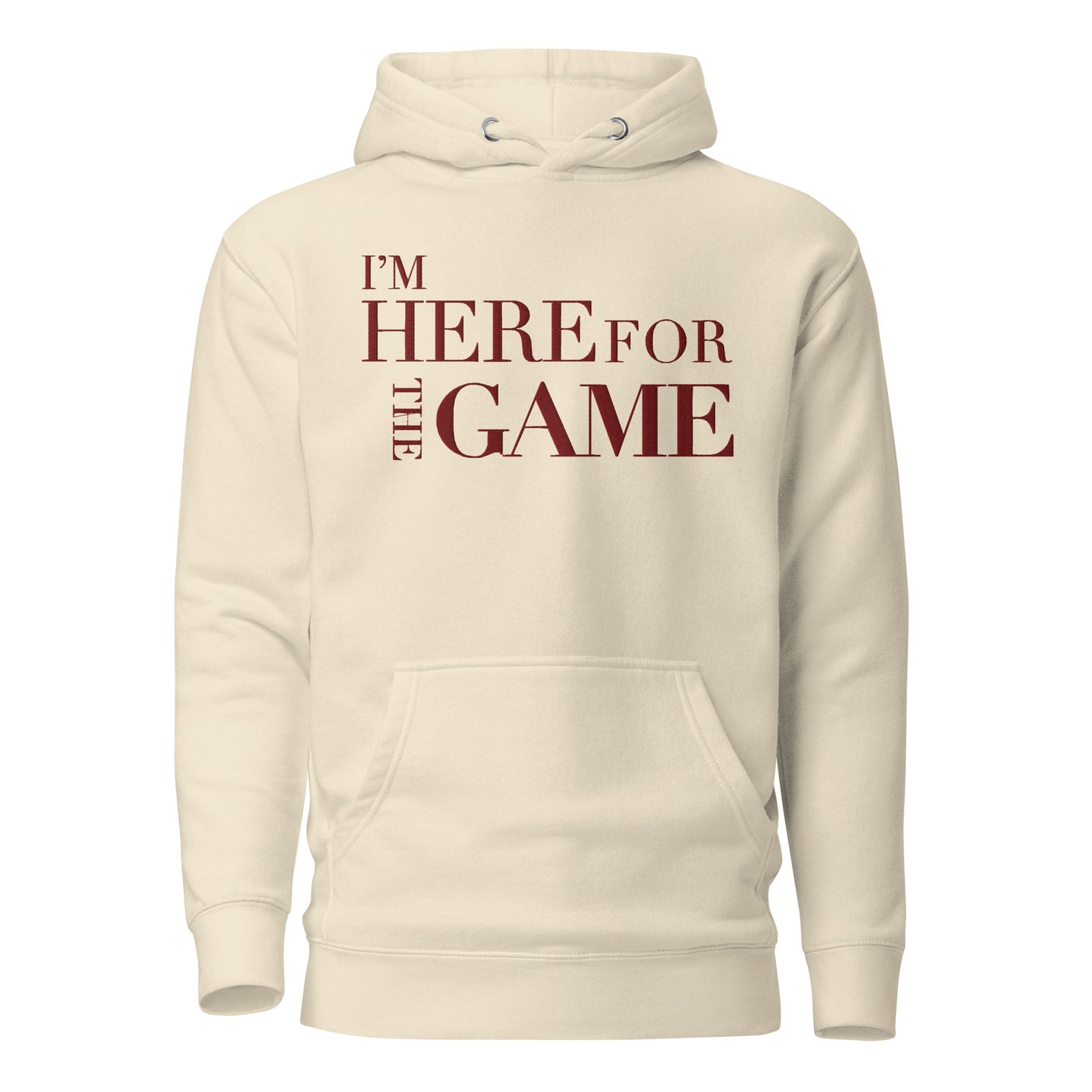 Bone and Burgundy Embroidered Hoodie - I’m Here For The Game