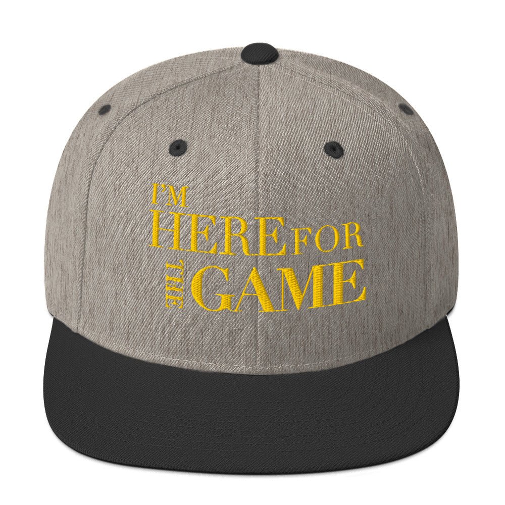 Gray, Black & Gold Snapback Hat - I’m Here For The Game
