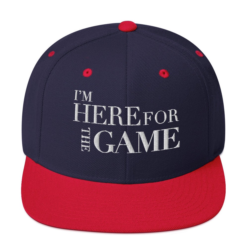 Navy and Red Snapback Hat - I’m Here For The Game