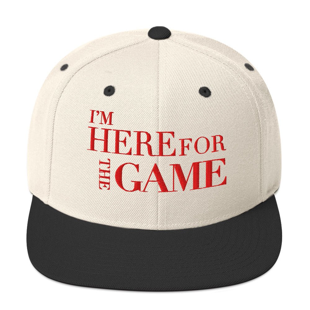 Neutral and Red Snapback Hat - I’m Here For The Game