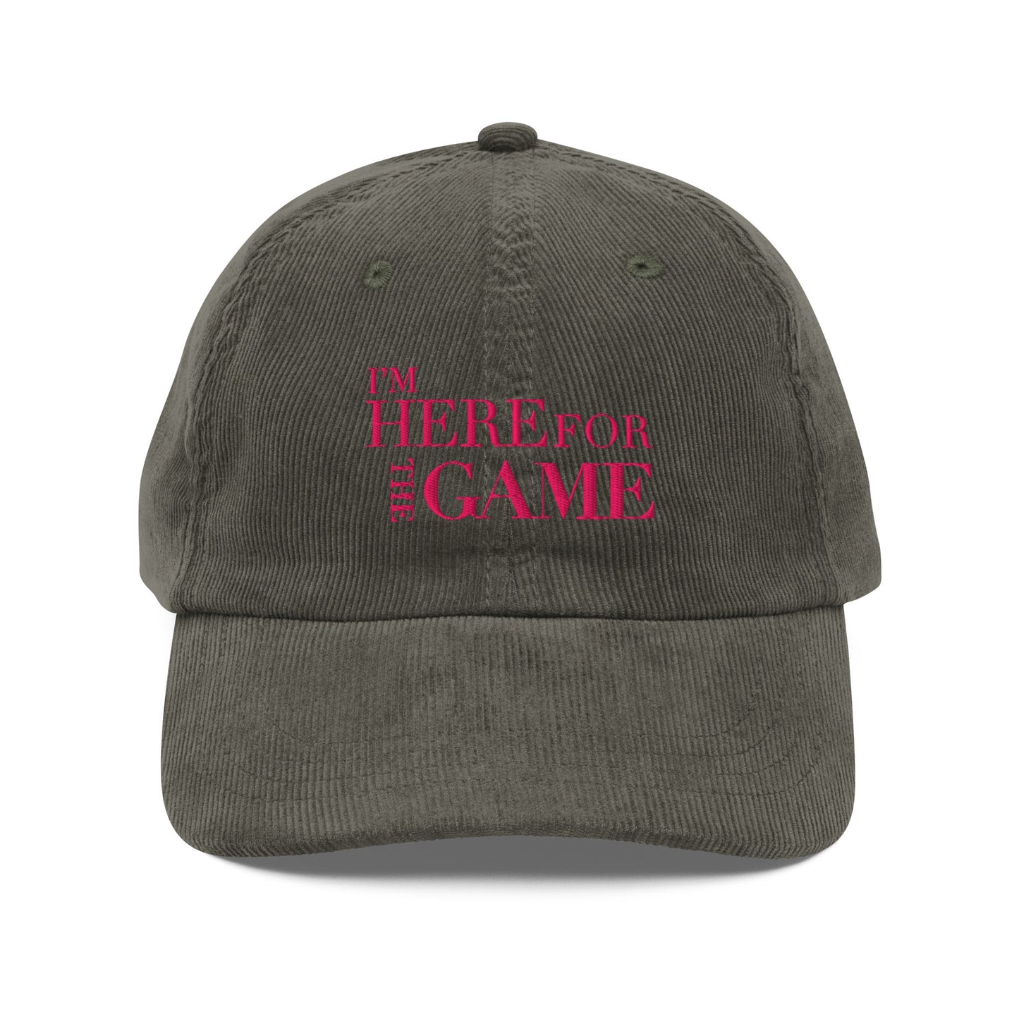 Pink Logo corduroy Hat - I’m Here For The Game