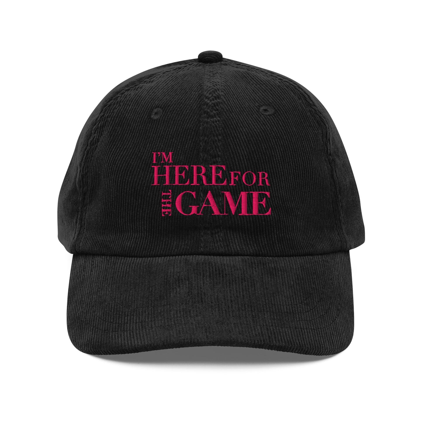 Pink Logo corduroy Hat - I’m Here For The Game