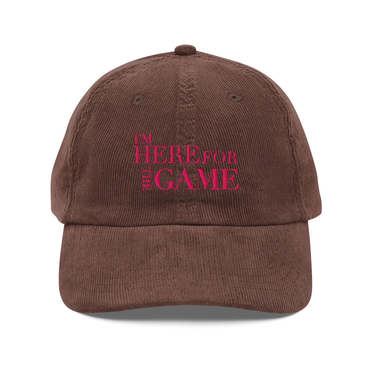 Pink Logo corduroy Hat - I’m Here For The Game