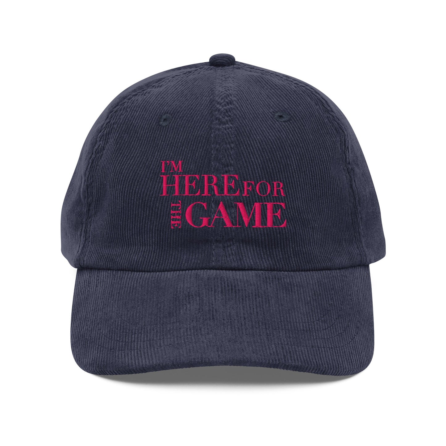 Pink Logo corduroy Hat - I’m Here For The Game