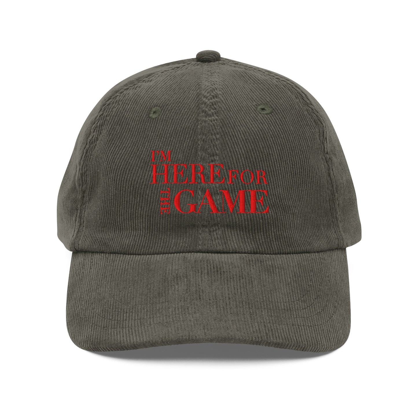 Red Logo Corduroy Hat - I’m Here For The Game
