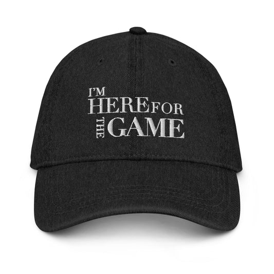Black Denim Logo Hat - I’m Here For The Game