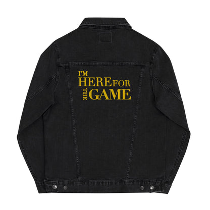 Gold Logo Denim Jacket - I’m Here For The Game