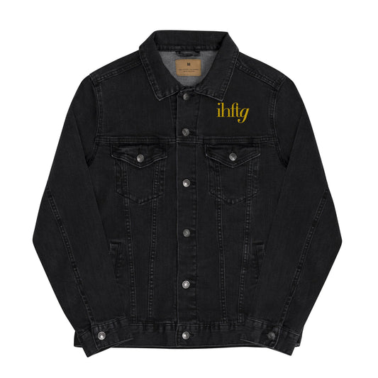 Gold Logo Denim Jacket - I’m Here For The Game