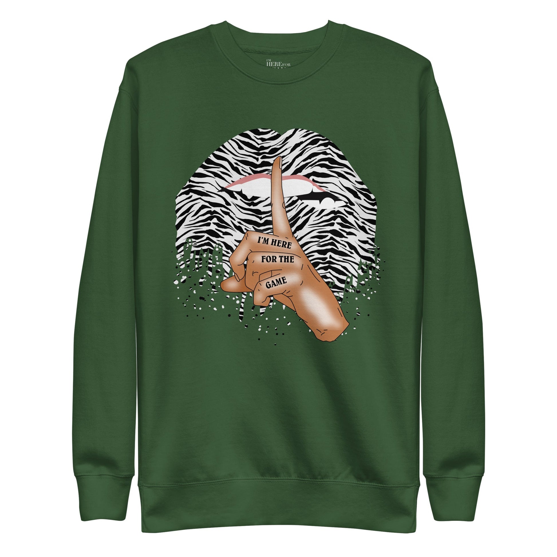 Shhh… Zebra Print Sweatshirt - I’m Here For The Game