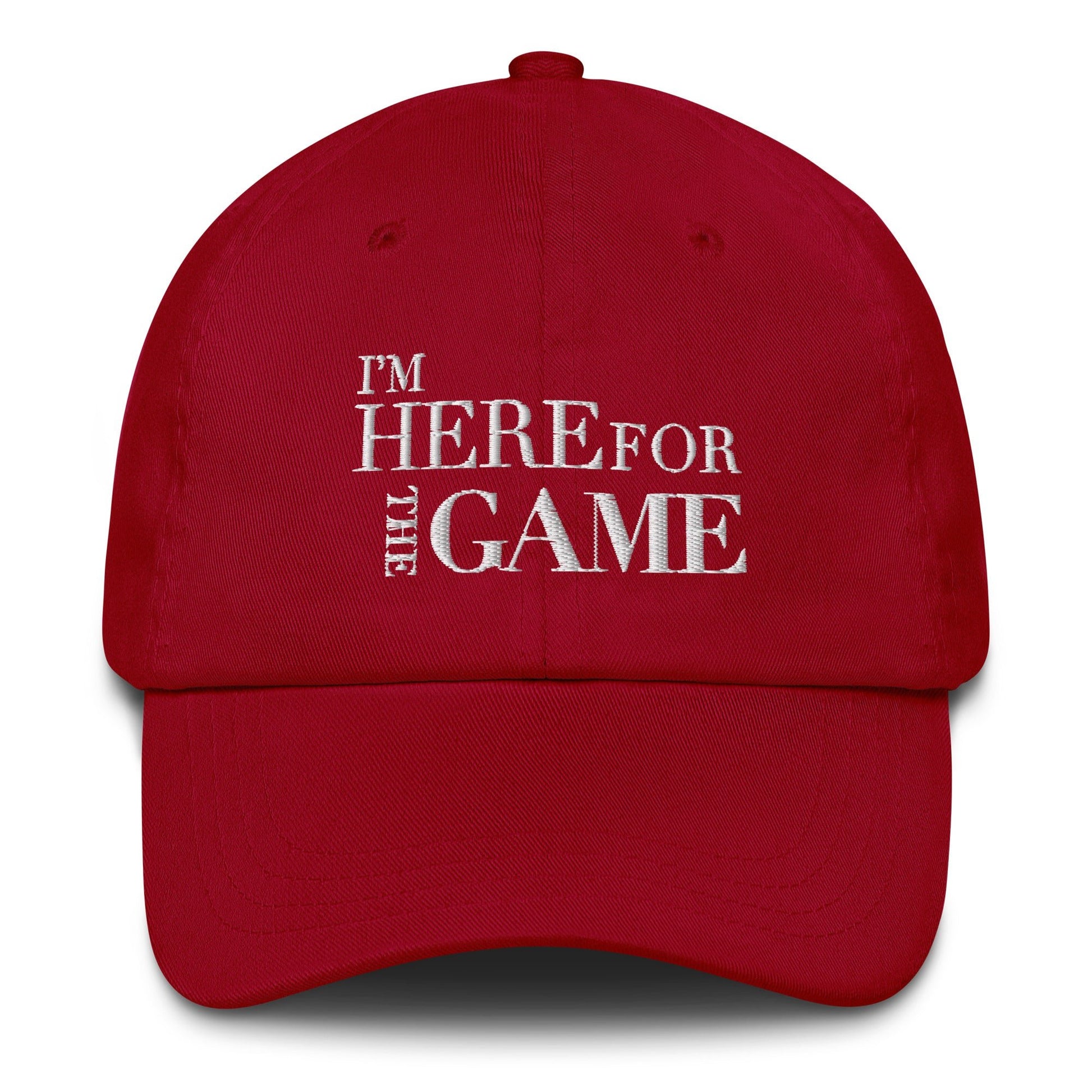 White Logo Embroidered Hat - I’m Here For The Game