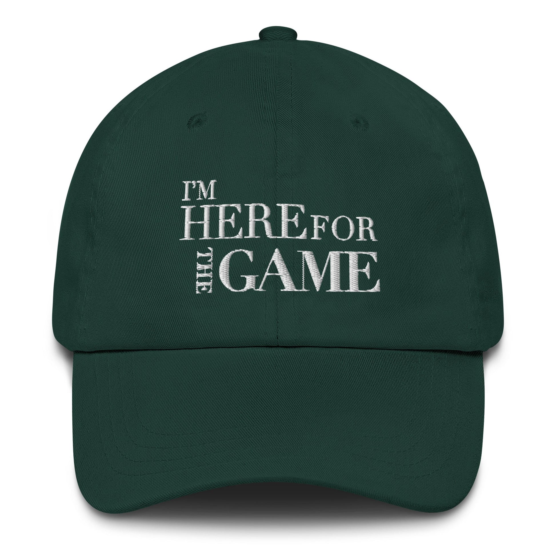 White Logo Embroidered Hat - I’m Here For The Game