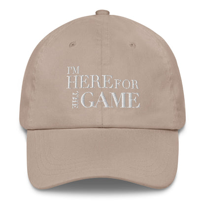 White Logo Embroidered Hat - I’m Here For The Game