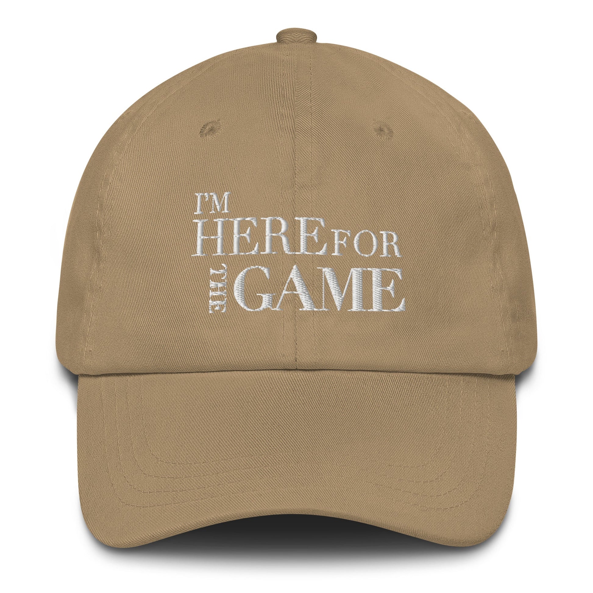 White Logo Embroidered Hat - I’m Here For The Game