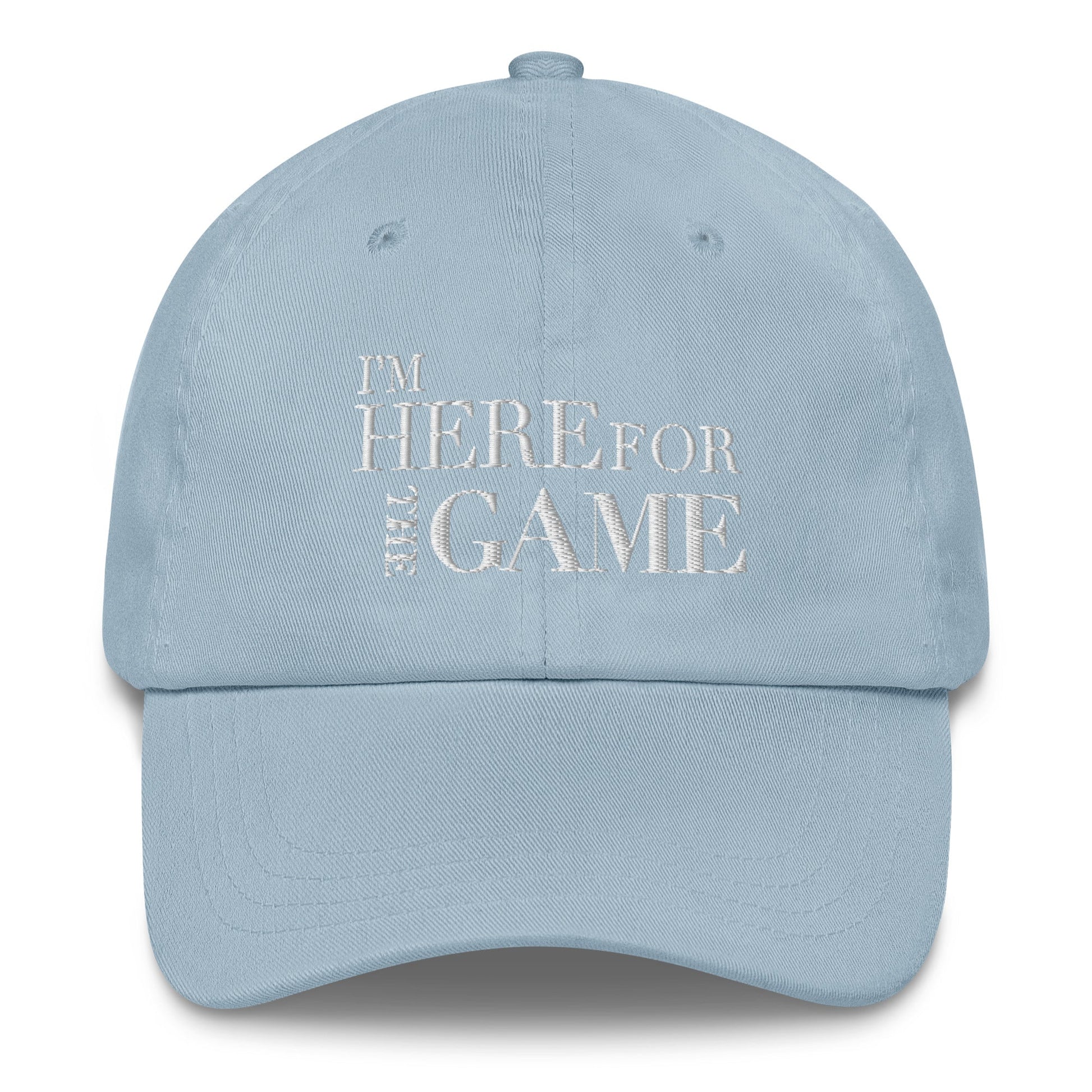 White Logo Embroidered Hat - I’m Here For The Game